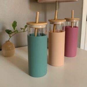 Matte Glass Tumbler with Bamboo Lid & Straw