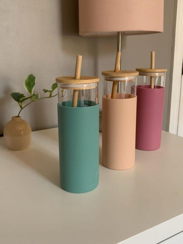 Matte Glass Tumbler with Bamboo Lid & Straw
